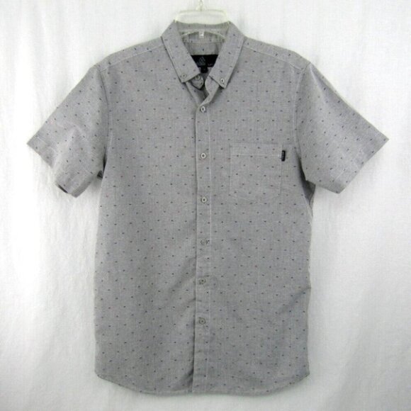 Molokai Surf Co Gray Fish Bone Print Camp Shirt Button Down Size M Surfer Beach - Picture 10 of 10